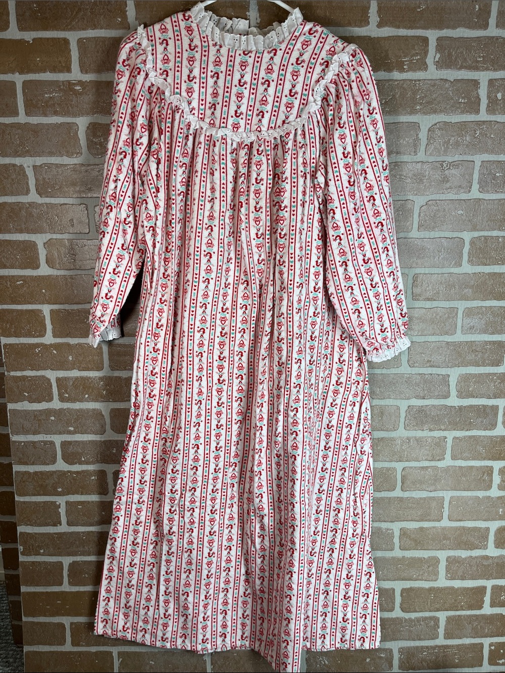 Lanz of Salzburg Vintage Nightgown S Floral Cotton Flannel Cottagecore Lace USA